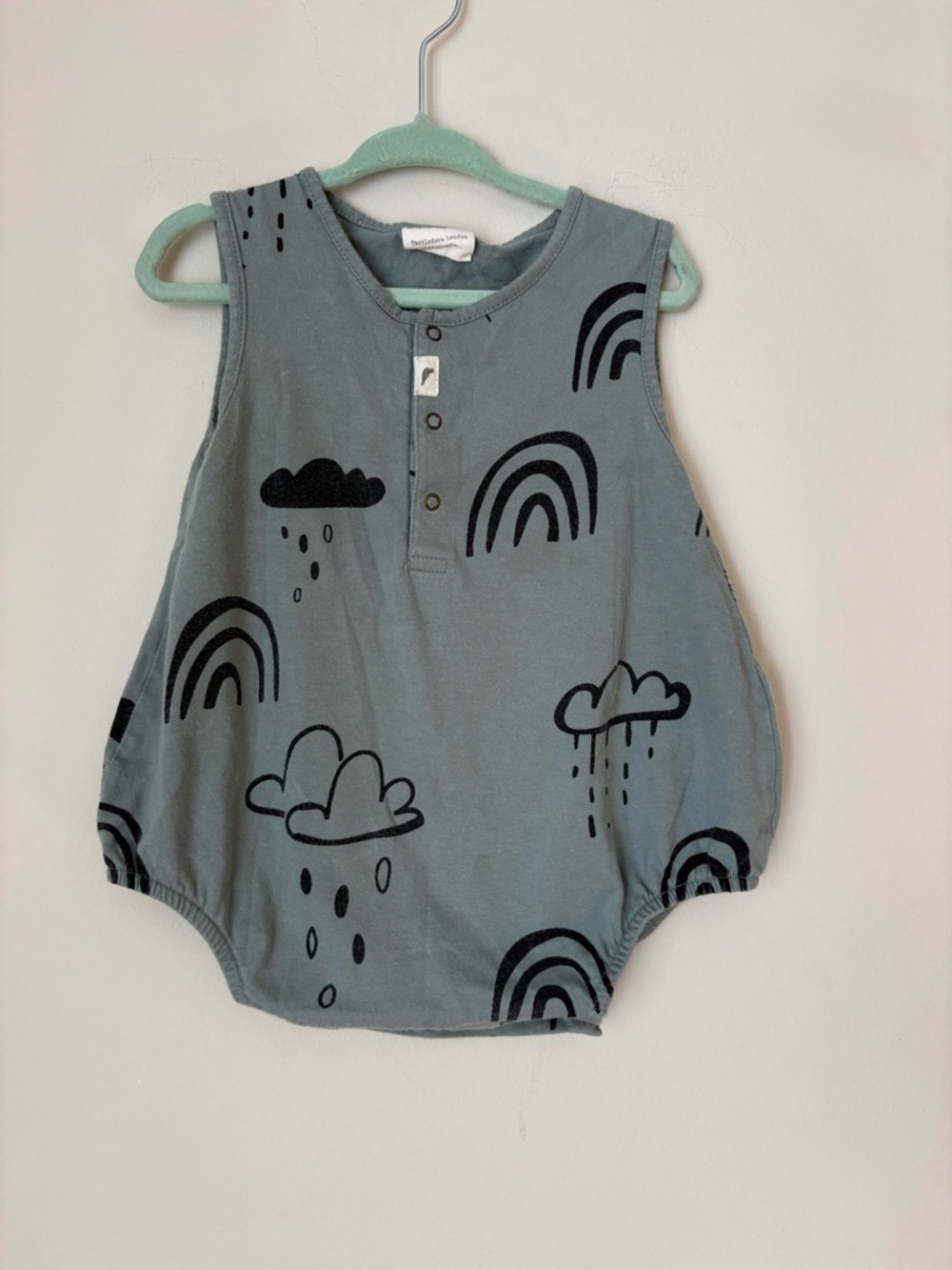 Turtledove London Mint Green Baby Romper with Black Detail 6/12 months